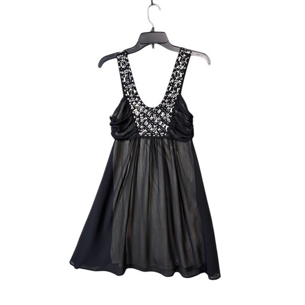Bizz Black Dress Embellished Rhinestone Sleeveless Mini Party Cocktail Size Sm